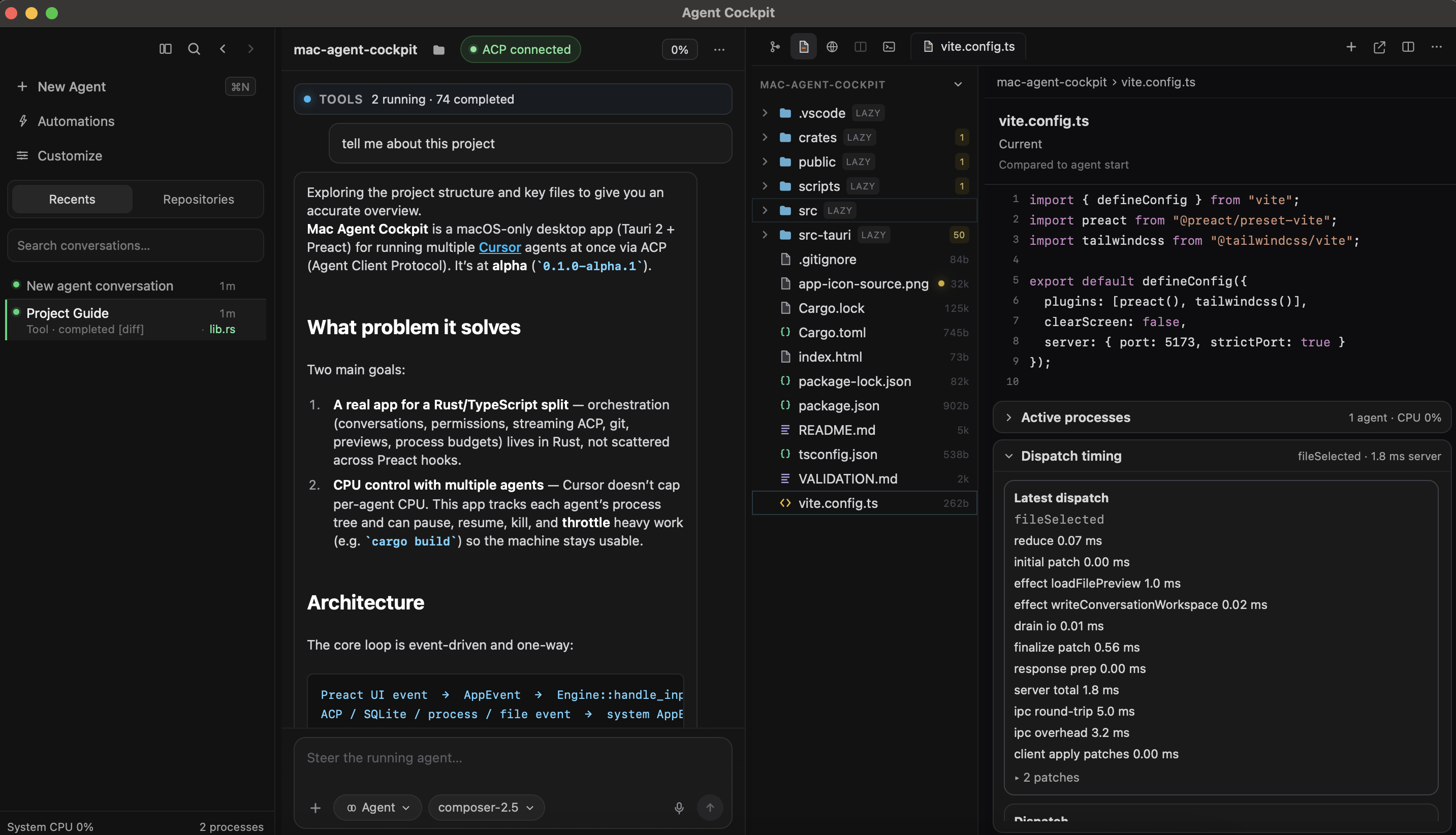 Mac Agent Cockpit — multi-pane agent workspace