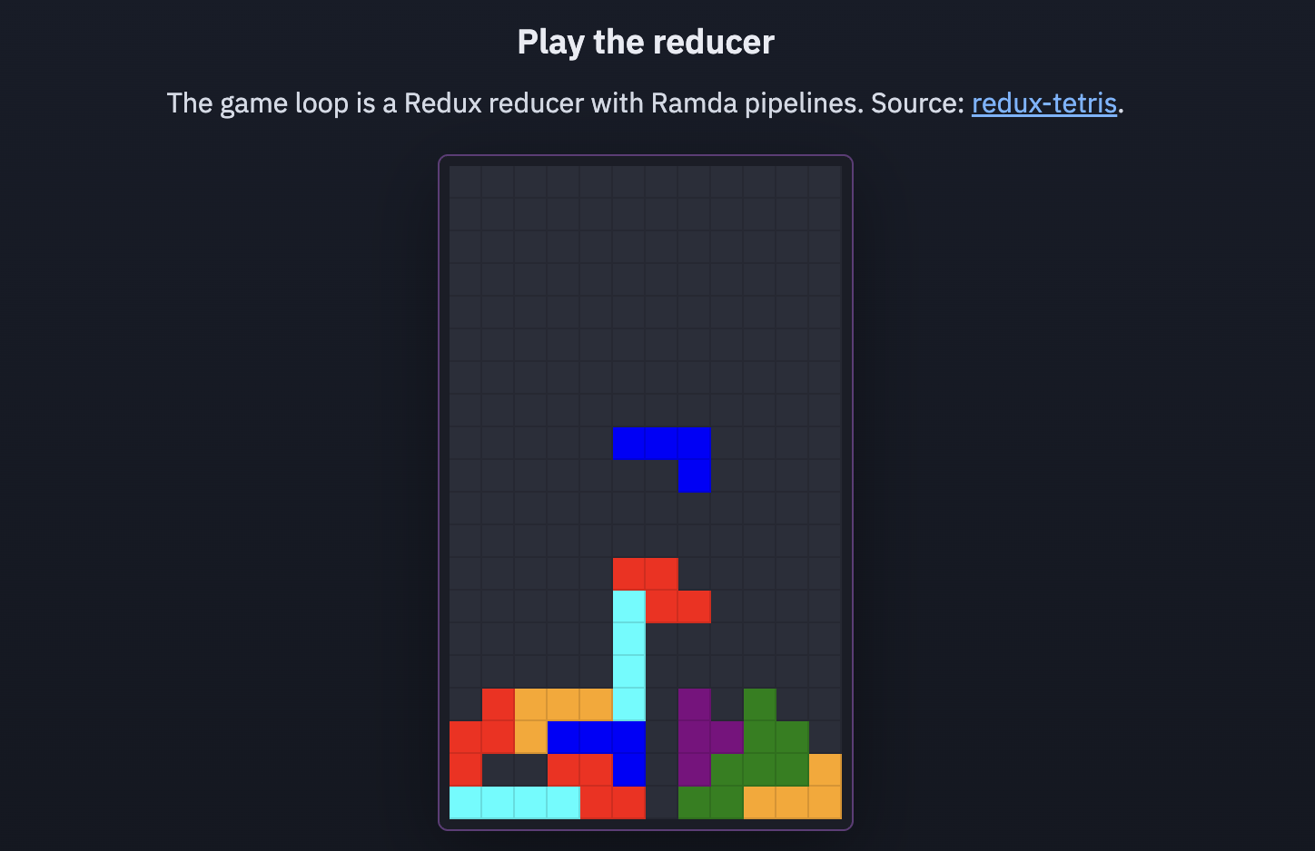 Redux Tetris — playable reducer demo